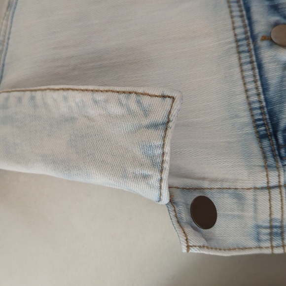 Vintage Tinseltown Distressed Denim Lace Accent Vest XL Blue White - Picture 11 of 16